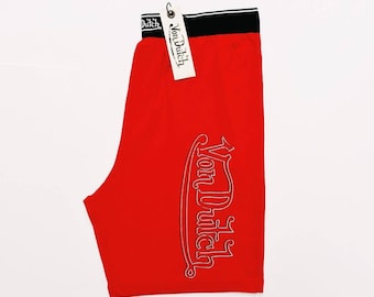 Vintage Red Von Dutch Shorts / Von Dutch Pants / Lounge Shorts / Summer. Von Dutch Logo Print. Sizes Available
