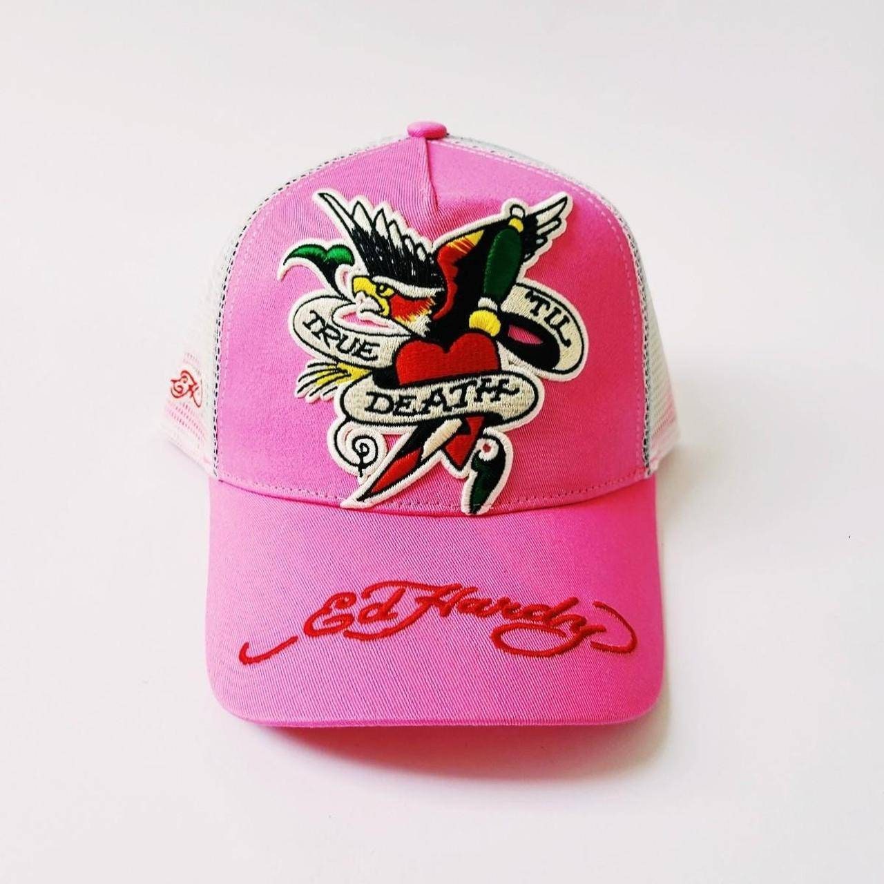 Vintage Pink Ed Hardy Cap / Ed Hardy Cap / Ed Hardy Trucker Cap. Ed Hardy  Pink Eagle Heart Dagger Print. Deadstock New With Tags -  Finland