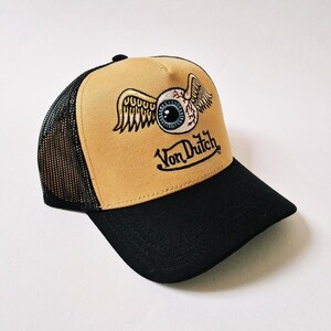 Gorra Von Dutch Vintage Beige / Gorra Von Dutch / Gorra Von Dutch Trucker. Von Dutch Flying Eyeball Hat Deadstock Nuevo con etiquetas imagen 3