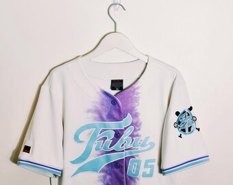 Vintage Y2K 90s 2000s Rare Cream Purple Tie Dye Fubu Jersey. Fubu