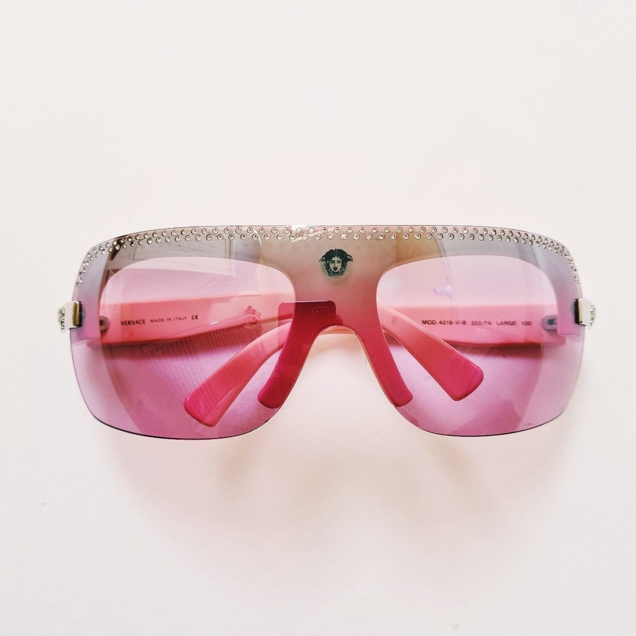Vintage 2000s Y2K Genuine Pink Tinted Oversized Versace 