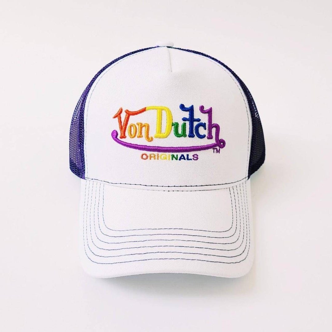Vintage White and Rainbow Print Von Dutch Cap / Von Dutch  display picture 2