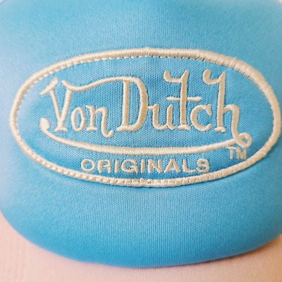 Vintage Baby Blue and Baby Pink Von Dutch Cap / V… - image 4