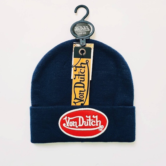 Vintage Y2K Unisex Adults Navy Deadstock Von Dutch Beanie Hat 