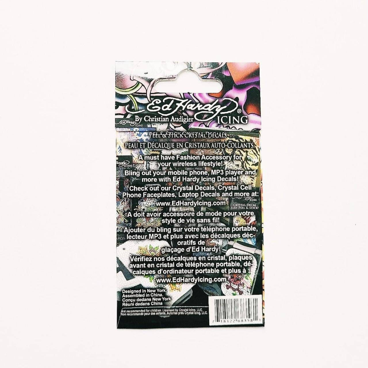 Deadstock Brand New Y2K Ed Hardy Skull Heart Diamanté Sticker / Ed
