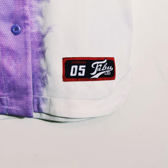 Vintage Y2K 90s 2000s Rare Cream Purple Tie Dye Fubu Jersey. Fubu