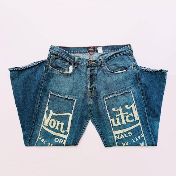 Vintage Y2K Blue Denim Von Dutch Jeans Deadstock Von Dutch Vintage Y2K Blue Denim Von Dutch Jeans Deadstock Von Dutch