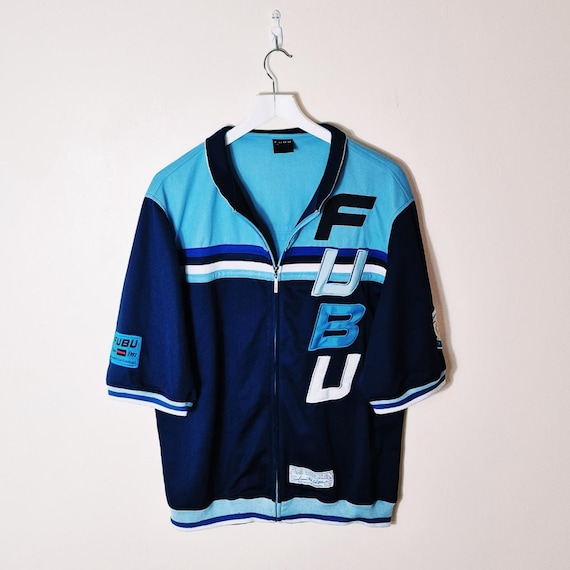 Vintage Y2K 90s 2000s Rare Light Blue, Navy Zip Through Fubu
