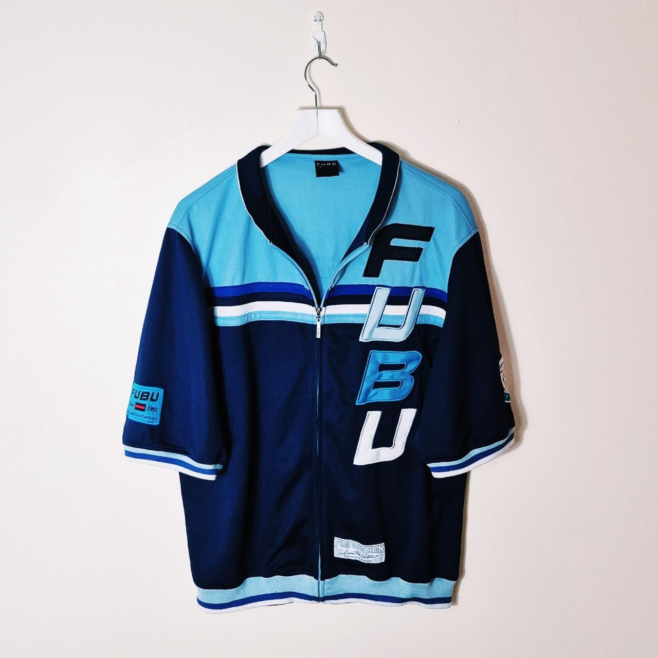 Vintage Y2K 90s 2000s Rare Light Blue, Navy Zip Through Fubu