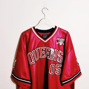 Vintage Y2K 90s 2000s Rare Red, Black Queens Fubu Jersey. Fubu USA