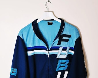 Vintage Y2K 90s 2000s Rare Light Blue, Navy Zip Through Fubu