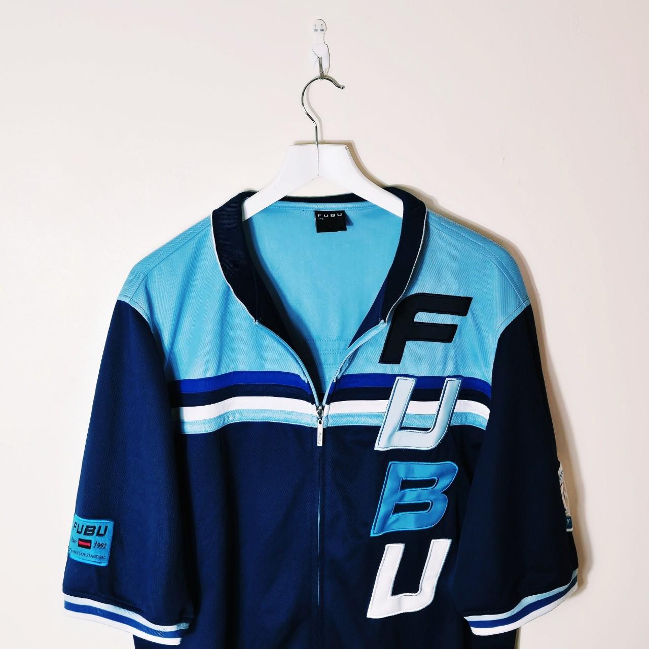 Vintage Y2K 90s 2000s Rare Light Blue, Navy Zip Through Fubu
