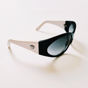 Vintage 2000s Y2K Genuine Black Tinted Oversized Versace Sunglasses / Retro Sunglasses / Silver Medusa Versace Detail