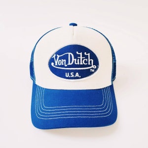 Vintage White and Blue Von Dutch Cap / Von Dutch Cap / Von Dutch Trucker Cap. Deadstock Cap. Von Dutch USA