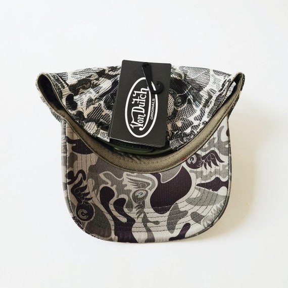 Vintage Brand New Green / White Camo Von Dutch Cap / Von