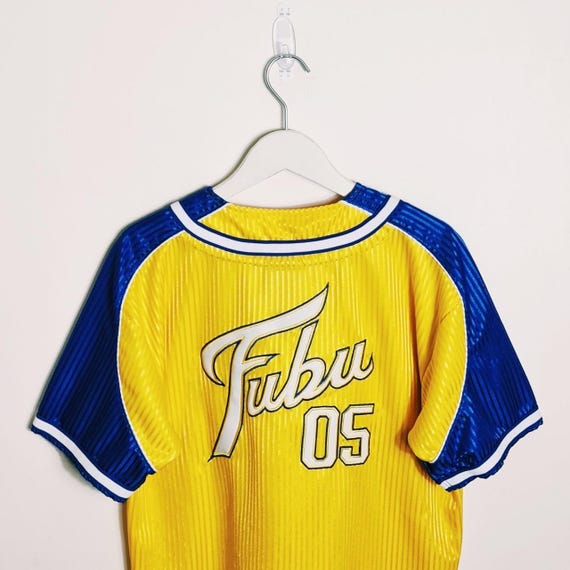 Vintage Y2K 90s 2000s Womens Ladies Rare Yellow Navy Striped Fubu