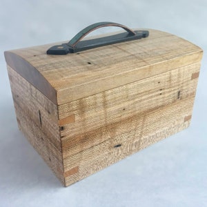 Wood Keepsake Box, Brown Maple, with Hand-Wrought Copper Handle