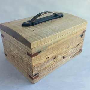 Wood Keepsake Box, Brown Maple, with Hand-Wrought Beaded Copper Handle