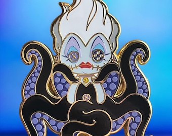 Broche de esmalte Ursula Scrump de segunda linha, broche com glitter, broches de esmalte assustadores, broche de fantasia, broches de esmalte rígido, broches de lapela Stitch, broche da Pequena Sereia
