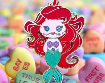B grade Scrump Ariel Enamel Pin, Glitter pin, Spooky Enamel pins, Fantasy pin, Hard Enamel pins, Stitch Lapel Pins, Little Mermaid pin