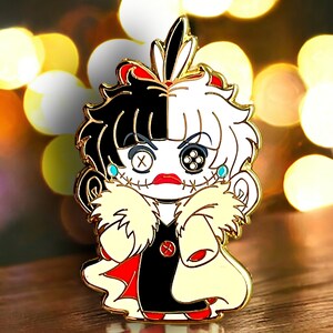 Scrump Cruella Enamel Pin, Glitter pin, Sparkly Enamel pins, rag doll, Fantasy pin, Hard Enamel pins, Stitch Lapel Pins, 101 Dalmatians pin zdjęcie 1