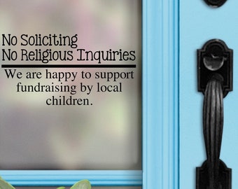 No Soliciting Decal No Soliciting No Religious Inquiries Etsy