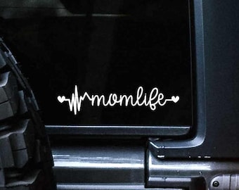 Mom Life Car Decal, Heartbeat Bumper Sticker, Gift for Mom, Rear Window Decal, Mom of Both, Car Accessories for Mom, Cute Vinyl Stickers