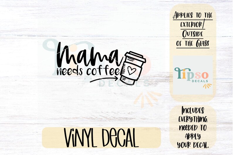 a sticker with the words mama needs coffee on it
