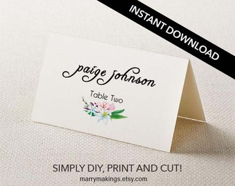 rustic place card editable wedding table name card etsy