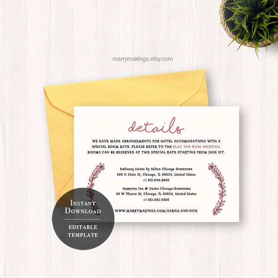 printable info card wedding info card wedding invitations etsy wedding info card template