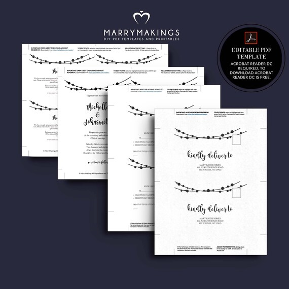 Wedding Printables Wedding Invite Diy Wedding Invite Kraft Etsy
