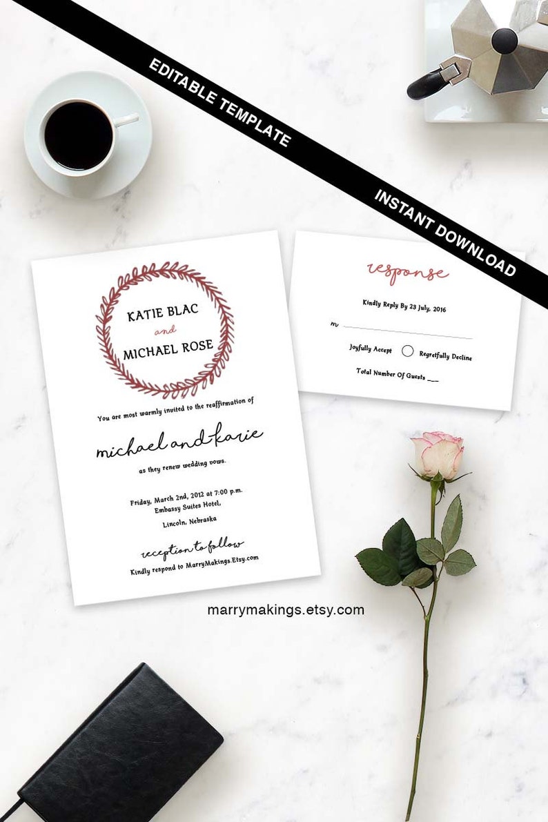 pdf invites 36 printable invite vow reaffirmation vow renewal invites diy  printable woodsy wedding diy vow renewal do it yourself Invitations &  Announcements Paper & Party Supplies aloli.ru