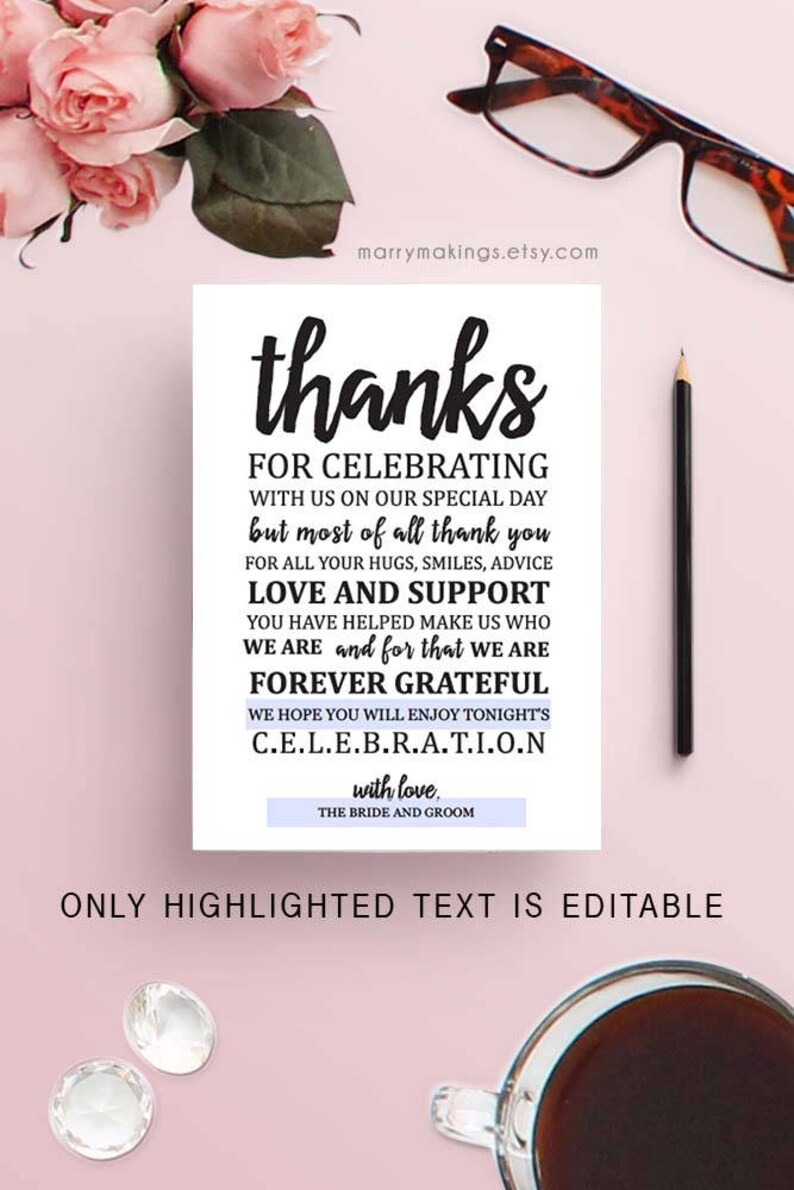 Small Thank You Card 2 sizes 2x3 2.5x3.5 Template PDF Etsy