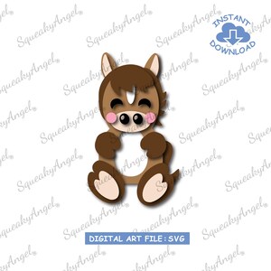 May include: A brown and white cartoon horse with a pink nose and closed eyes. The horse is sitting with its legs crossed and its arms folded in front of it.