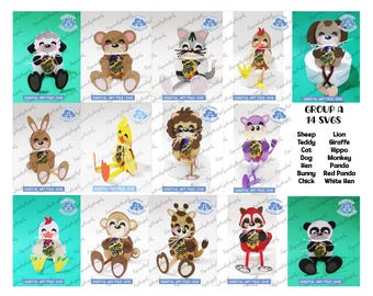 14 soportes SVG para huevos de animales / Soportes para huevos de Pascua / Soportes para huevos de crema de chocolate / Descarga instantánea / Archivo de corte SVG Archivo de Cricut de decoración de Pascua GA
