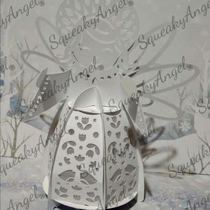 Angel SVG Lantern style 5 | Cute Angel with robins SVG lantern | Download instantâneo | Arquivo de corte SVG Angel shaped light Decor Cricut file