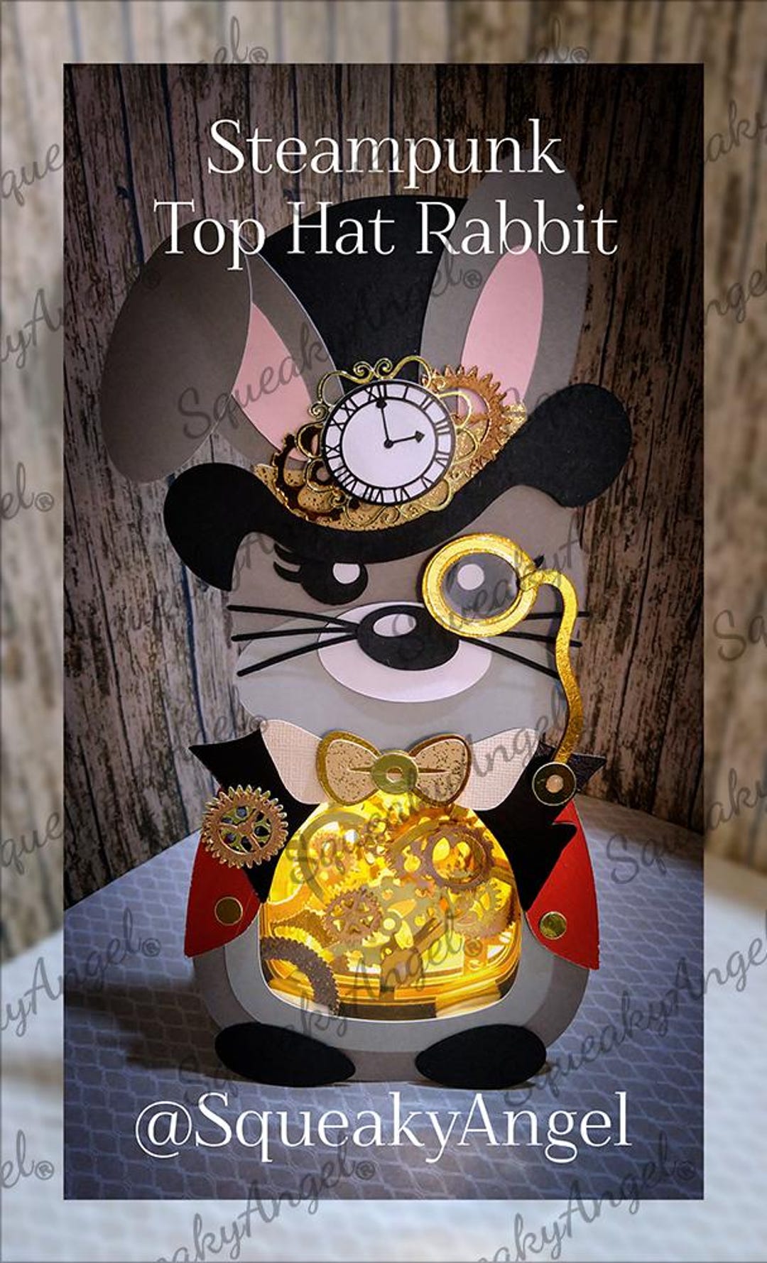 Steampunk Top Hat Rabbit Shadow Box | Steampunk Rabbit Light | Cute ...