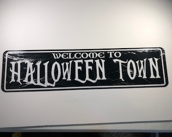 halloween town aluminum sign 24 x 6