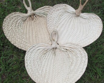 Set off 6 Hand Woven Palm Leaf Fans-Fiesta Wedding Party Favors Fans