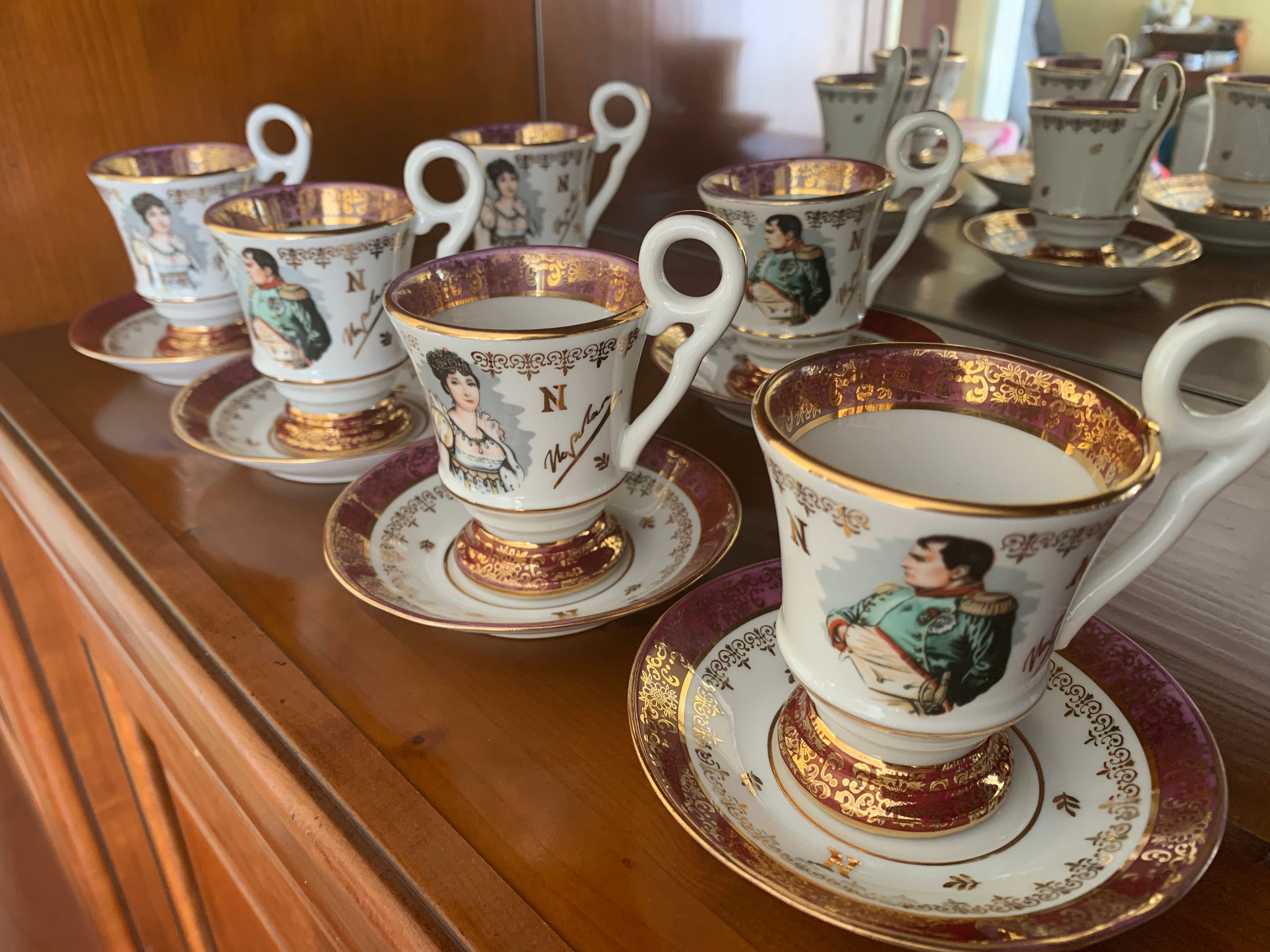 Lot de 6 Tasses Napoleon Josephine Porcelaine Luxe
