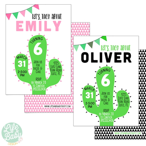 Cactus Fiesta Invitations - Cactus Invitation - Cinco de Mayo Invitations | Fiesta Invitation - 5x7 with reverse side