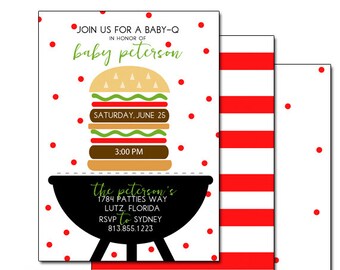 BBQ Invitation | I Do BBQ Invitation | BabyQ Invitation | Hamburger Invitation | Grilling Invitation - 5x7 with reverse side
