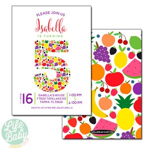 Fruit Invitation | Fruity Tutti Invitation | Fruit Party Invitation - 5x7 with reverse side