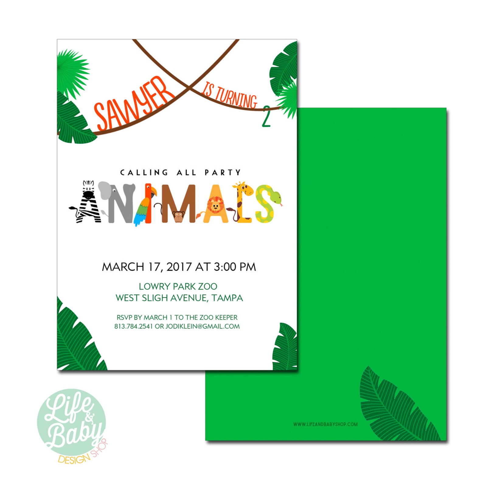 Party Animal Birthday Invitation Zoo Birthday Invitation Etsy