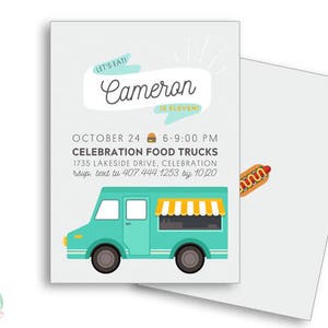 Food Truck Invitation | Food Truck Birthday | Tween Birthday Invitation | Carnival Invitation - 5x7 with reverse side