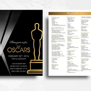 Oscar Party Invitation Oscar Invitation Academy Awards Invitation The Oscars Invitation 5x7 with Oscar Ballot reverse side image 1