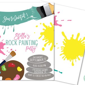 Op de afbeelding: Uitnodiging voor Stella's Rock Painting Party op zaterdag 2 september van 16:00 tot 18:00 uur in de Rocks Avenue 1781, Riverview, CA. RSVP naar Tori op 951-451-4521.
