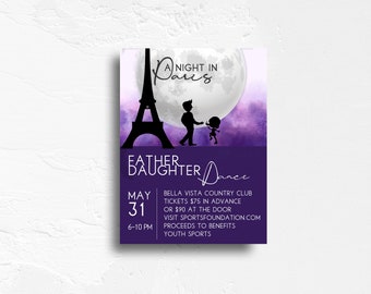 Father Daughter Dance Paris Invitation| Daddy Daughter Dance Paris Invitation