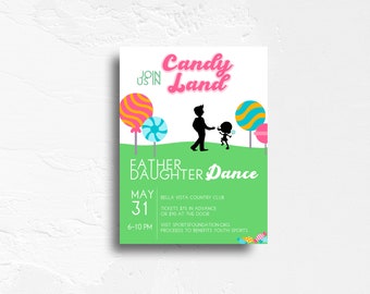 Father Daughter Dance Candy Land Invitation| Daddy Daughter Dance Candy Land Invitation