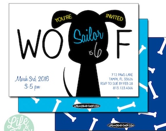Puppy Birthday Invitation | Puppy Invitation | Dog Invitation | Doggy Invitation | Doggy Birthday Invitation - 5x7 with reverse side